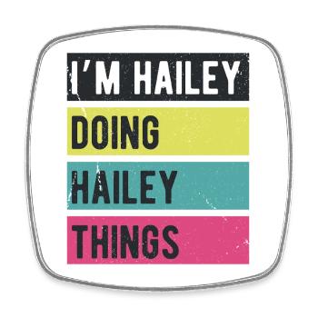 Ich bin Hailey und mache Hailey Things Retro Colors - Viereckiger Kühlschrankmagnet - Weiß - Vorne