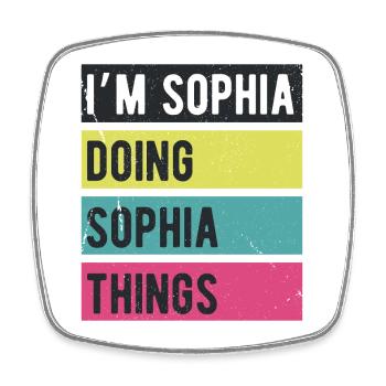 I’m Sophia Doing Sophia Things Retro Colors - Square fridge magnet - white - Front