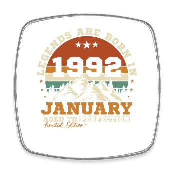 January 1992 Vintage Retro Birthday Gift - Square fridge magnet - white - Front