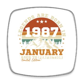 Janvier 1987 Vintage Rétro Cadeau D'anniversaire - Magnet carré - blanc - Devant