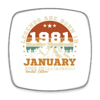 Januar 1981 Vintage-Retro-Geburtstagsgeschenk - Viereckiger Kühlschrankmagnet - Weiß - Vorne