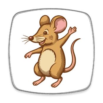 Süße Maus tanzt springt happy lustig glücklich - Viereckiger Kühlschrankmagnet - Weiß - Vorne
