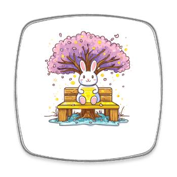 Un lapin au miel sur l’arbre - Magnet carré - blanc - Devant