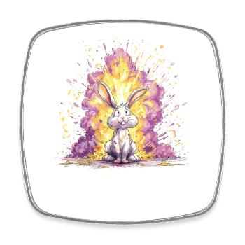 Illustration du lapin explosion en couleur - Magnet carré - blanc - Devant