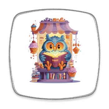 Read owl in the cake market - Square fridge magnet - white - Front