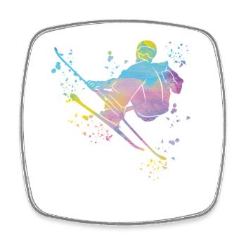 Alpin Ski Wintersport Nordischer Skilauf - Viereckiger Kühlschrankmagnet - Weiß - Vorne