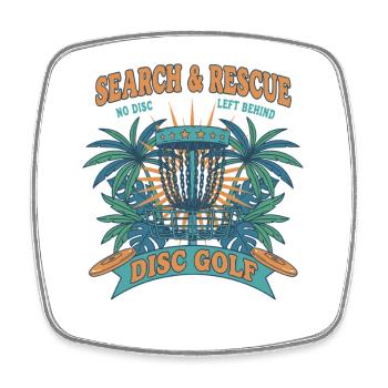 Recherche et sauvetage : aucun disque laissé derrière Disc golf - Magnet carré - blanc - Devant