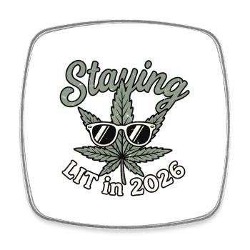  Staying Lit 2026 - Square fridge magnet - white - Front