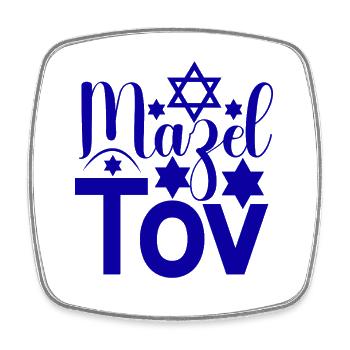 Mazel Tov : Dictons et citations juifs de David Star - Magnet carré - blanc - Devant