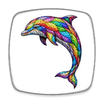 Bunter Mosaik-Delfin Abstraktes Ocean Art Design - Viereckiger Kühlschrankmagnet - Weiß - Vorne