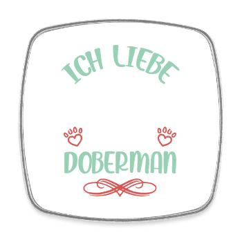 Amour des Dobermans avec des ailes - Magnet carré - blanc - Devant