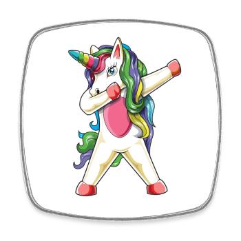Danse magique Dab Dab de la Licorne Arc-en-ciel - Magnet carré - blanc - Devant