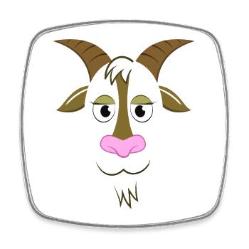 Illustration d’animaux de ferme avec visage de chèvre en dessin animé mignon - Magnet carré - blanc - Devant