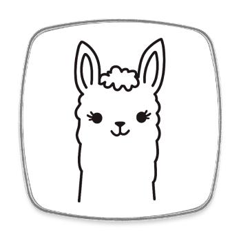 Cute Alpaca Llama Head Line Art - Square fridge magnet - white - Front