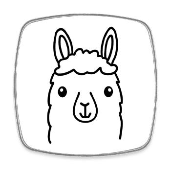 Cute Alpaca Llama Head Line Art - Square fridge magnet - white - Front