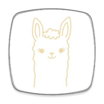 Cute Alpaca Llama Head Line Art - Square fridge magnet - white - Front