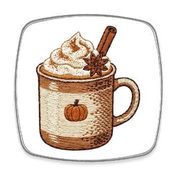Pumpkin Spice Latte im bestickten Look (bedruckt) - Viereckiger Kühlschrankmagnet - Weiß - Vorne