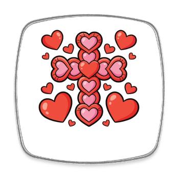 Valentinsausstellung zum Herzkreuz - Viereckiger Kühlschrankmagnet - Weiß - Vorne