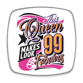 99. Geburtstag Queen - Viereckiger Kühlschrankmagnet - Weiß - Vorne
