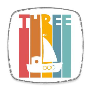 3rd Birthday Sailing Ship - Square fridge magnet - white - Front