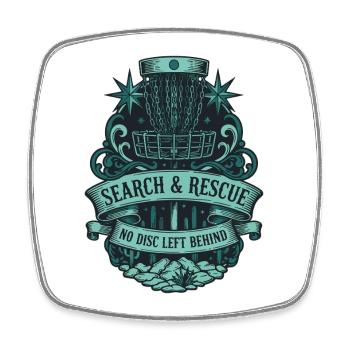 Recherche et sauvetage : aucun disque laissé derrière Disc golf - Magnet carré - blanc - Devant