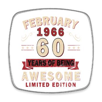 60th Anniversary – Year – February 1966 - Square fridge magnet - white - Front