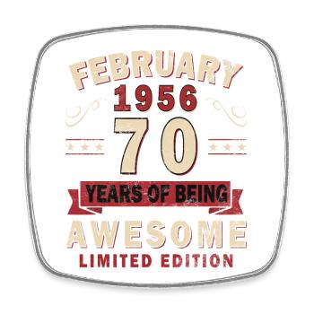 70th Anniversary – Year – February 1956 - Square fridge magnet - white - Front