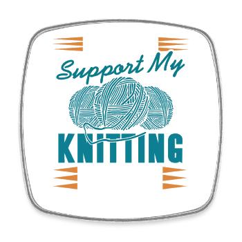 I Work to Support My Knitting Addiction Funny Yarn - Square fridge magnet - white - Front