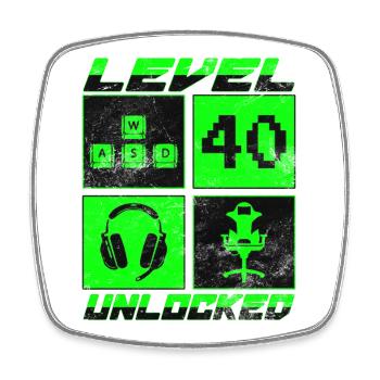 40. Geburtstag Level 40 Unlocked 40 Jahre Gamer - Viereckiger Kühlschrankmagnet - Weiß - Vorne