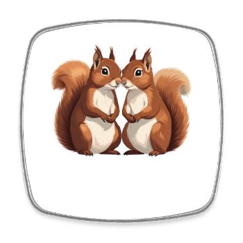 Twin Squirrel Lovers - Square fridge magnet - white - Front