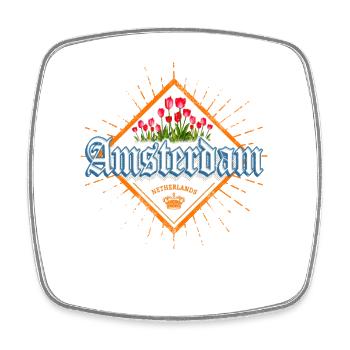 Souvenir de tulipes des Pays-Bas de la capitale d’Amsterdam - Magnet carré - blanc - Devant
