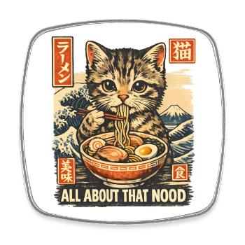 Ramen pour chat - Magnet carré - blanc - Devant