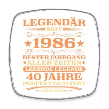 1986 vintage 40 years perfectly aged - Square fridge magnet - white - Front