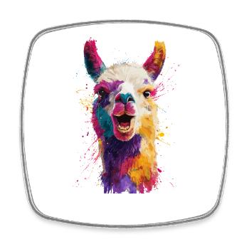 Explosion colorée de lamas - Magnet carré - blanc - Devant