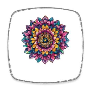 Fleurs de Mandala Vivantes - Magnet carré - blanc - Devant