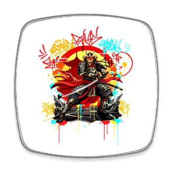 Urban Samurai Streetart Graffiti Japan Style - Viereckiger Kühlschrankmagnet - Weiß - Vorne