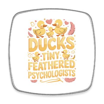  Ducks Tiny Feathered Psychologists Lustiger Enten - Viereckiger Kühlschrankmagnet - Weiß - Vorne