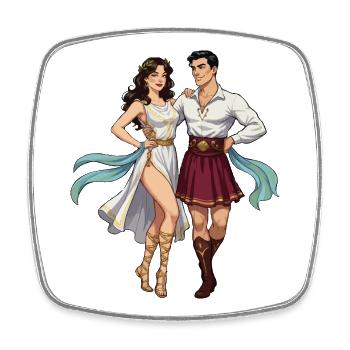 Greek Hasapiko Dancer Couple - Square fridge magnet - white - Front