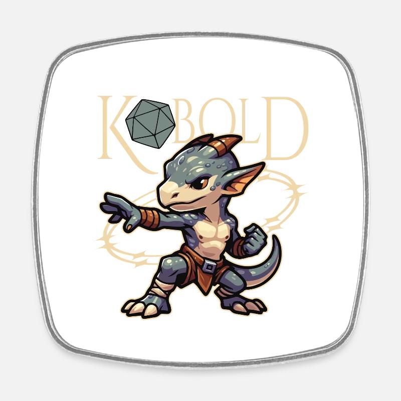 Kobold Warrior and Dice - Square fridge magnet - white