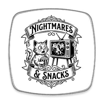 Nightmares & Snacks – Creepy hangovers - Square fridge magnet - white - Front