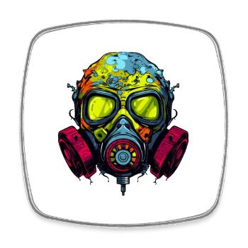 Gas Mask Graffiti - Square fridge magnet - white - Front