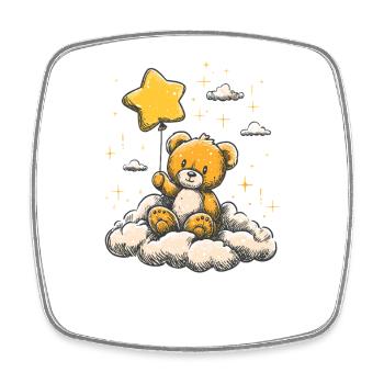Cuddly teddy with star balloon - Square fridge magnet - white - Front