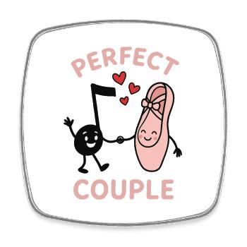 Perfect Couple Music Note Ballet Shoe Hearts - Viereckiger Kühlschrankmagnet - Weiß - Vorne