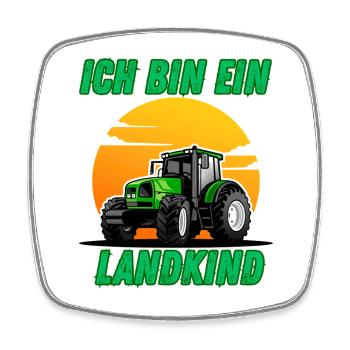 Traktor - Ich bin ein Landkind - Viereckiger Kühlschrankmagnet - Weiß - Vorne