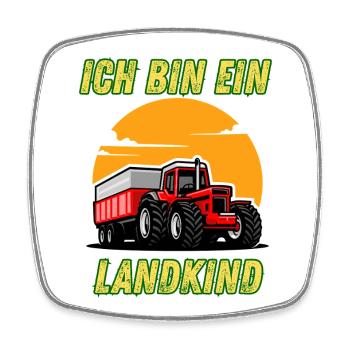 Traktor - Ich bin ein Landkind - Viereckiger Kühlschrankmagnet - Weiß - Vorne