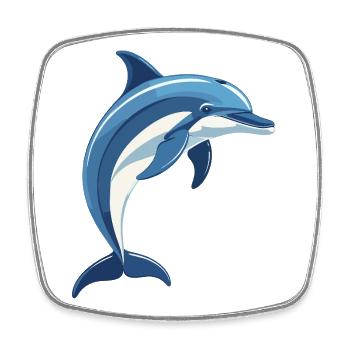 Blauer Delfin springt aus dem Wasser - Viereckiger Kühlschrankmagnet - Weiß - Vorne