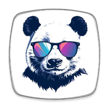 cooler Panda mit Neon Sonnenbrille Porträt Motiv - Viereckiger Kühlschrankmagnet - Weiß - Vorne