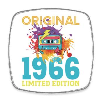 60 Year Old Birthday 1966 Retro Vintage Cassette - Square fridge magnet - white - Front