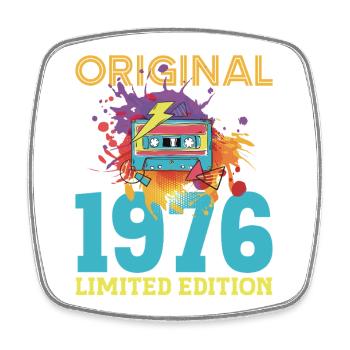 50-jähriges Jubiläum 1976 Retro-Vintage-Kassette - Viereckiger Kühlschrankmagnet - Weiß - Vorne