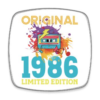 40 Year Anniversary 1986 Retro Vintage Cassette - Square fridge magnet - white - Front